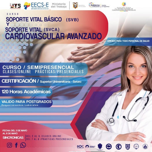 Curso de Soporte Vital Básico (SVB) y Soporte Vital Cardiovascular Avanzado (SVCA)