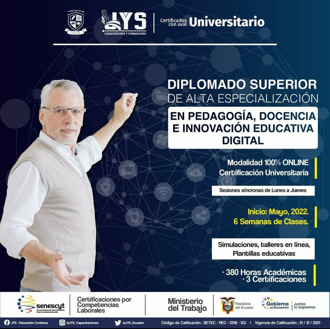 Diplomado Superior de Alta Especialización en Pedagogía, Docencia e Innovación Educativa Digital